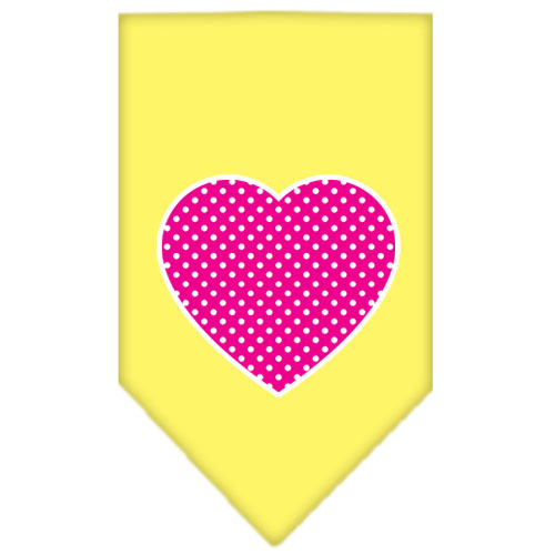 Pink Swiss Dot Heart Screen Print Bandana Yellow Small